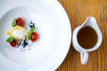 Pasta dish on a restaurant table