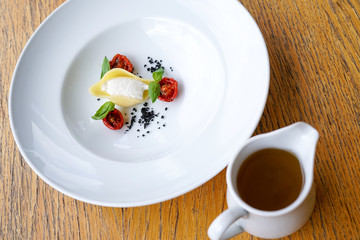 Pasta dish on a restaurant table