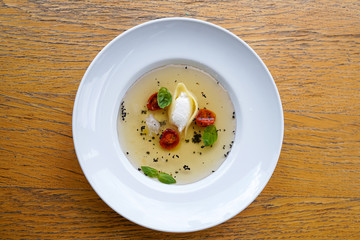 Pasta dish on a restaurant table