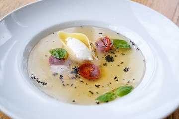 Pasta dish on a restaurant table