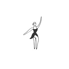 A dancer woman. Vector hand drawn isolated icon.