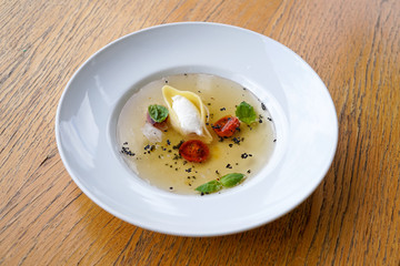 Pasta dish on a restaurant table