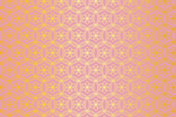 和柄 輪違い麻の葉 二重円 桃色