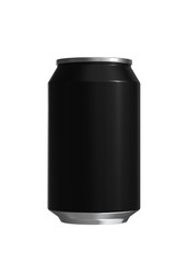 Black Beer or Soda Can. 11 oz,12 oz, 330ml, 335ml, 33cl, 0.33l. 3D Illustration Isolated on White Background.