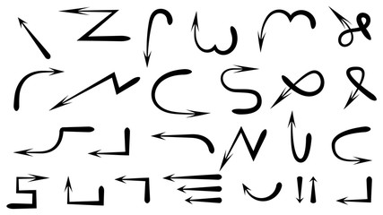 Hand drawn arrow vector icons set. sketch arrow design for business plan and education.