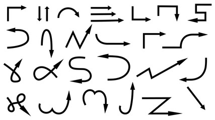 Hand drawn arrow vector icons set. sketch arrow design for business plan and education.