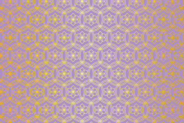 和柄 輪違い麻の葉 二重円 藤色