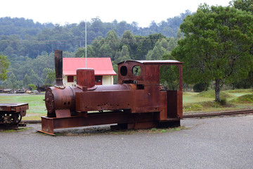 rusty remain of locomotive in Tullah Tasmania 