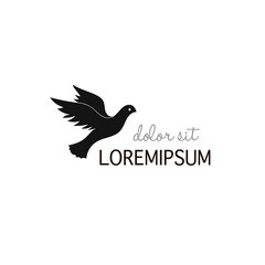 Logo template with a bird, pigeon, dove. Premade logotypes for entrepreneurs. Vector logo design