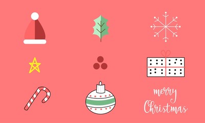 set of christmas elements