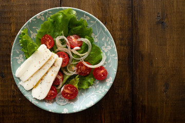lettuce, tomatoes, onions, cheese and olive oil. Vegetable plateau. 