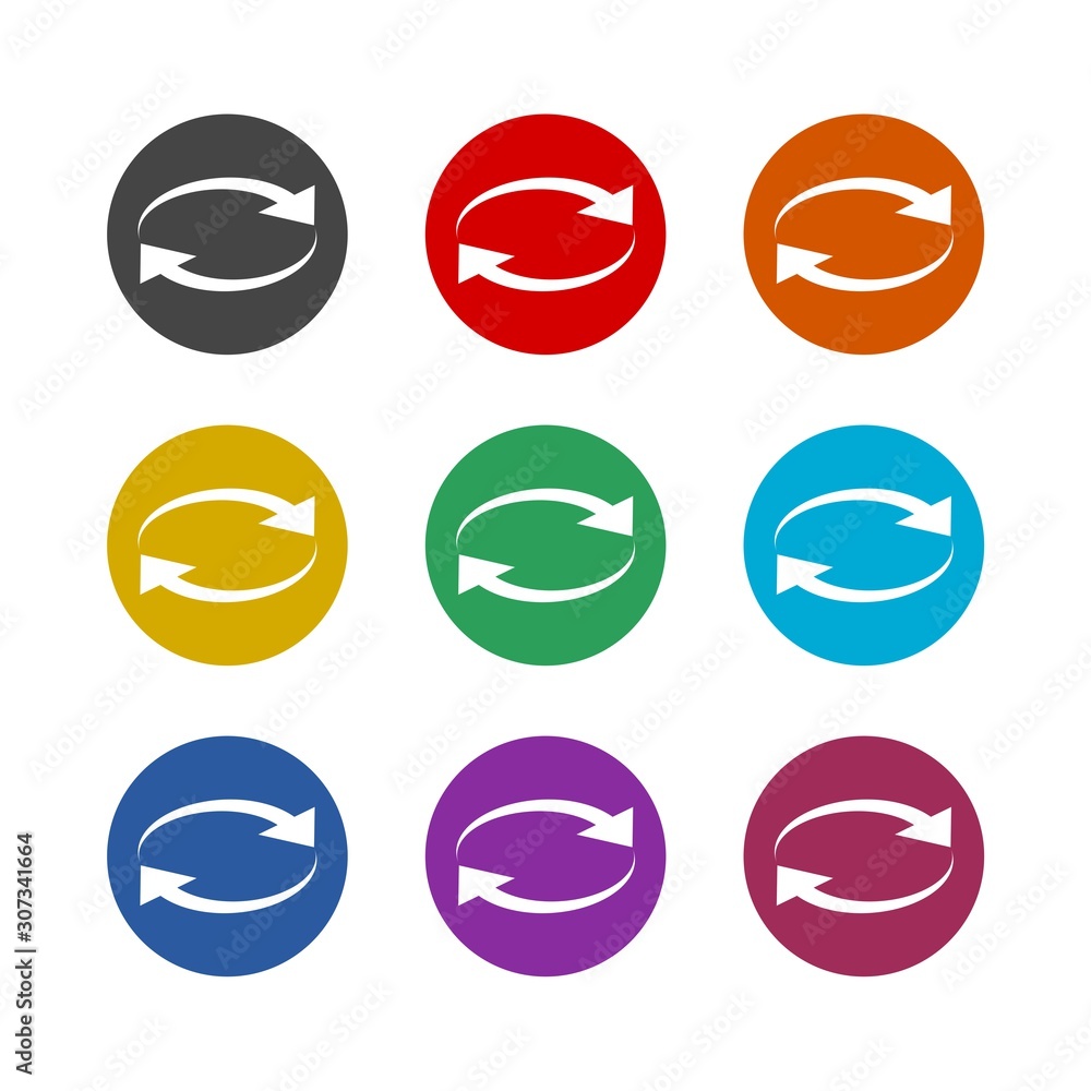 Poster right and left arrow color icon set isolated on white background