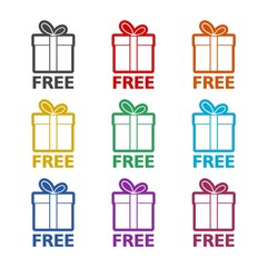 Gift box color icon set isolated on white background