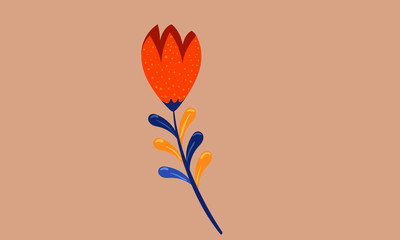 Flower on orange background