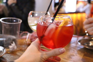 woman with a glass of martini
