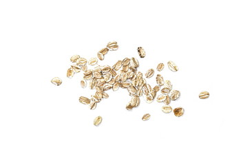 Oat flakes pile isolated on white background.