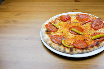 Pizza on a restaurant table