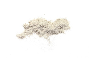 Cappuccino powder isolated in white background. Cappuccino with vanilla and cinnamon flavors.