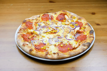 Pizza on a restaurant table