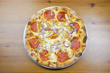 Pizza on a restaurant table