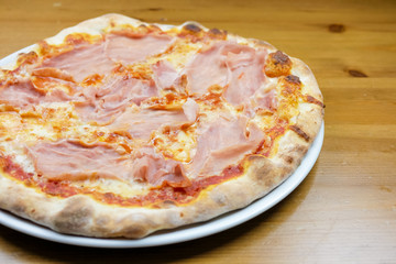 Pizza on a restaurant table