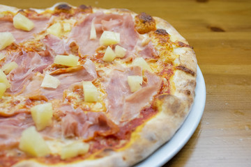 Pizza on a restaurant table