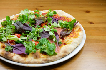 Pizza on a restaurant table