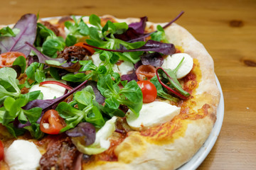 Pizza on a restaurant table