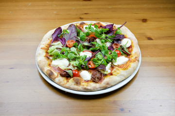 Pizza on a restaurant table