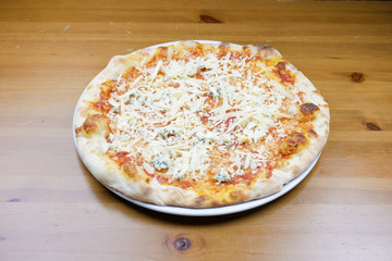 Pizza on a restaurant table