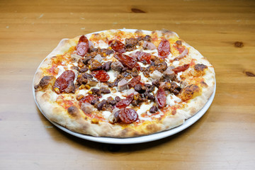 Pizza on a restaurant table