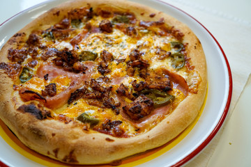 Pizza on a restaurant table
