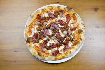 Pizza on a restaurant table