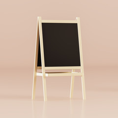 Easel for painting with a black blank canvas - 3D illustration