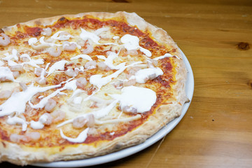 Pizza on a restaurant table