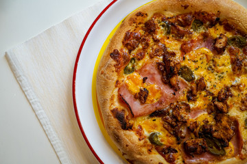 Pizza on a restaurant table