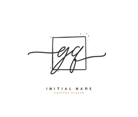 G Q GQ Beauty vector initial logo, handwriting logo of initial signature, wedding, fashion, jewerly, boutique, floral and botanical with creative template for any company or business.