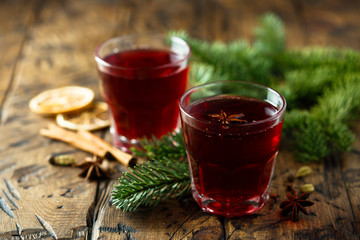 Homemade mulled wine with spices