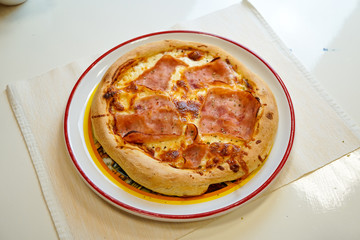 Pizza on a restaurant table