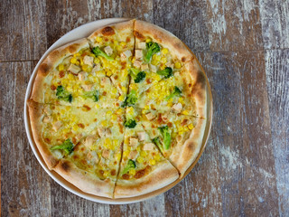Pizza on a restaurant table
