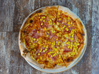 Pizza on a restaurant table