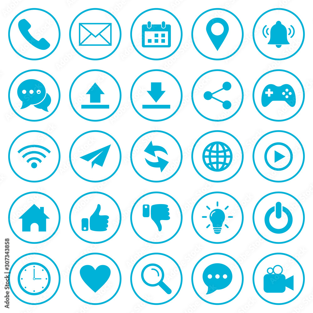 Poster website icon set vector design symbol