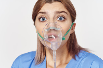 portrait of young woman with facial mask on her face
