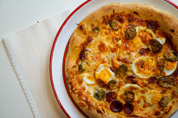Pizza on a restaurant table