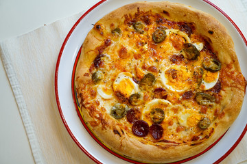 Pizza on a restaurant table