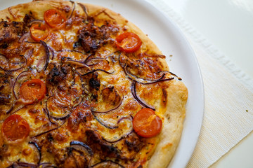 Pizza on a restaurant table