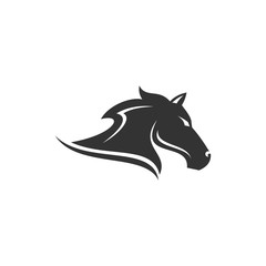 Black Horse head logo design,vector illustration isolated on white background