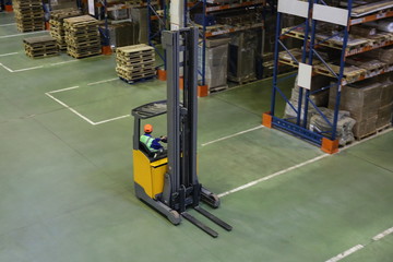 forklift working at the warehouse
