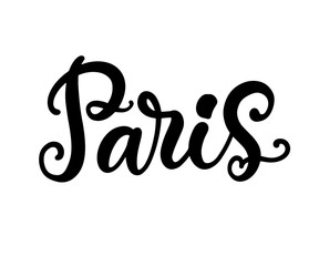 Paris city hand written brush lettering