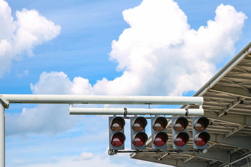 traffic lights over the race track
